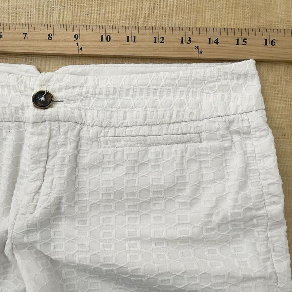 Banana Republic Chino Shorts Size 4 Embroidered White Cotton Welt Pockets - Picture 4 of 8